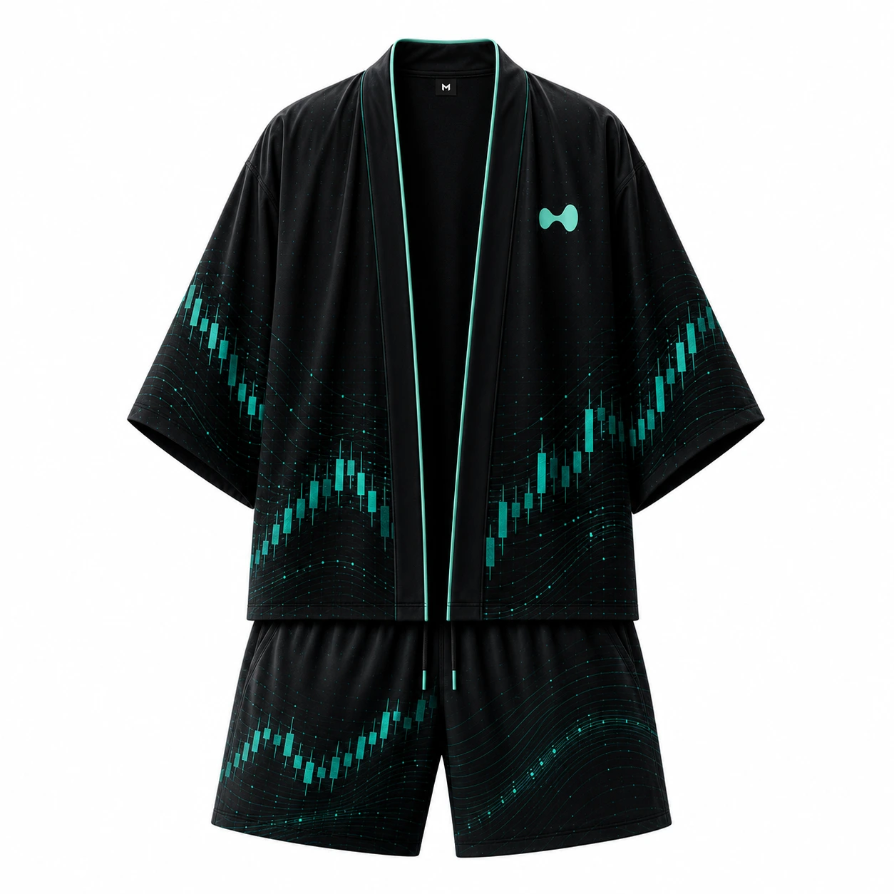 Wave Grid Kimono Set